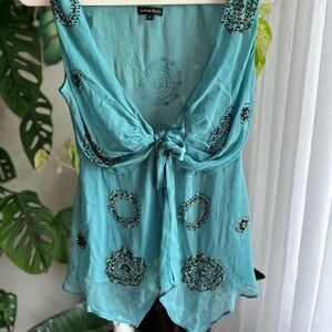 Anna Paul Teal Knotted Top